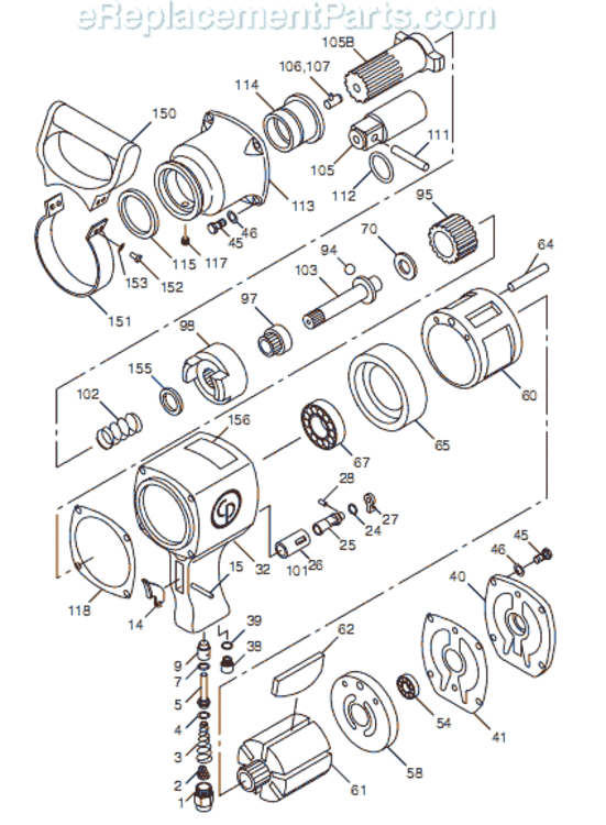 Page A Diagram and Parts List for CP796SP T019882 Chicago Pneumatic Wrench